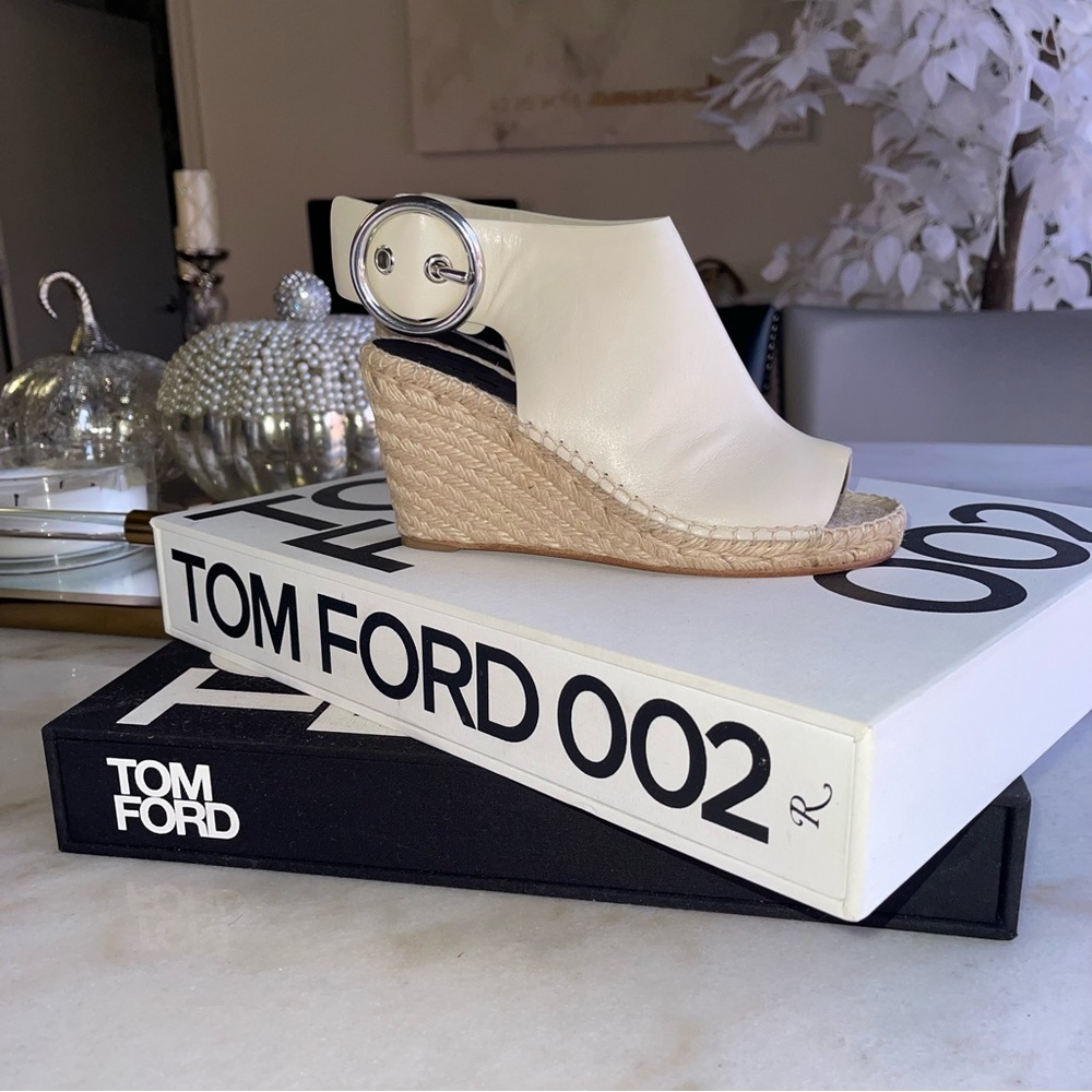 Céline Womens 35 Milk Calfskin Leather Open Toe Espadrille Sandal - Picture 8 of 16